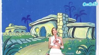 Sød teenager Wilma flintstone i cosplay onanere og sutte den enorme pot