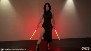 Sith pige i hælene i hemmelighed knepper Jedi naboon