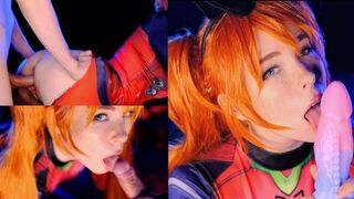 Hot pige Asuka Langley: slimet blowjob og fisse påfyldning - Mollyredwolf