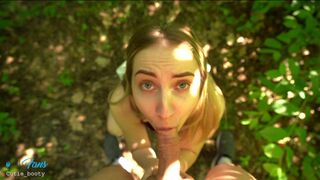 Teenage blonde eventyr i offentligheden: pov blowjob fyldt ansigt efter risikable fuck