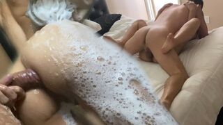 Morgenmad brusebad sidder fast i hot fuck med glæde