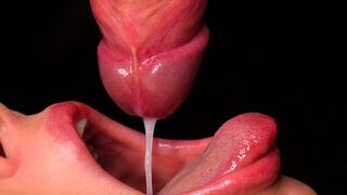 Tæt billede: bedste blowjob for din pik! Asmr sprog og læber spil