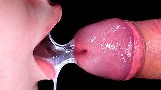 Suttede min pik ud på tæt hold! Lang, blid nydelse spil og sprog arbejde med en enorm kvindesprøjt