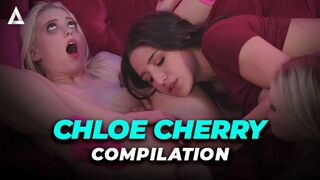 Skinny blond Chloe Cherry lesbiske udvalg med iltre